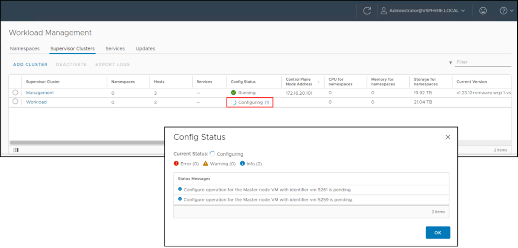 Workload Management – Config Status