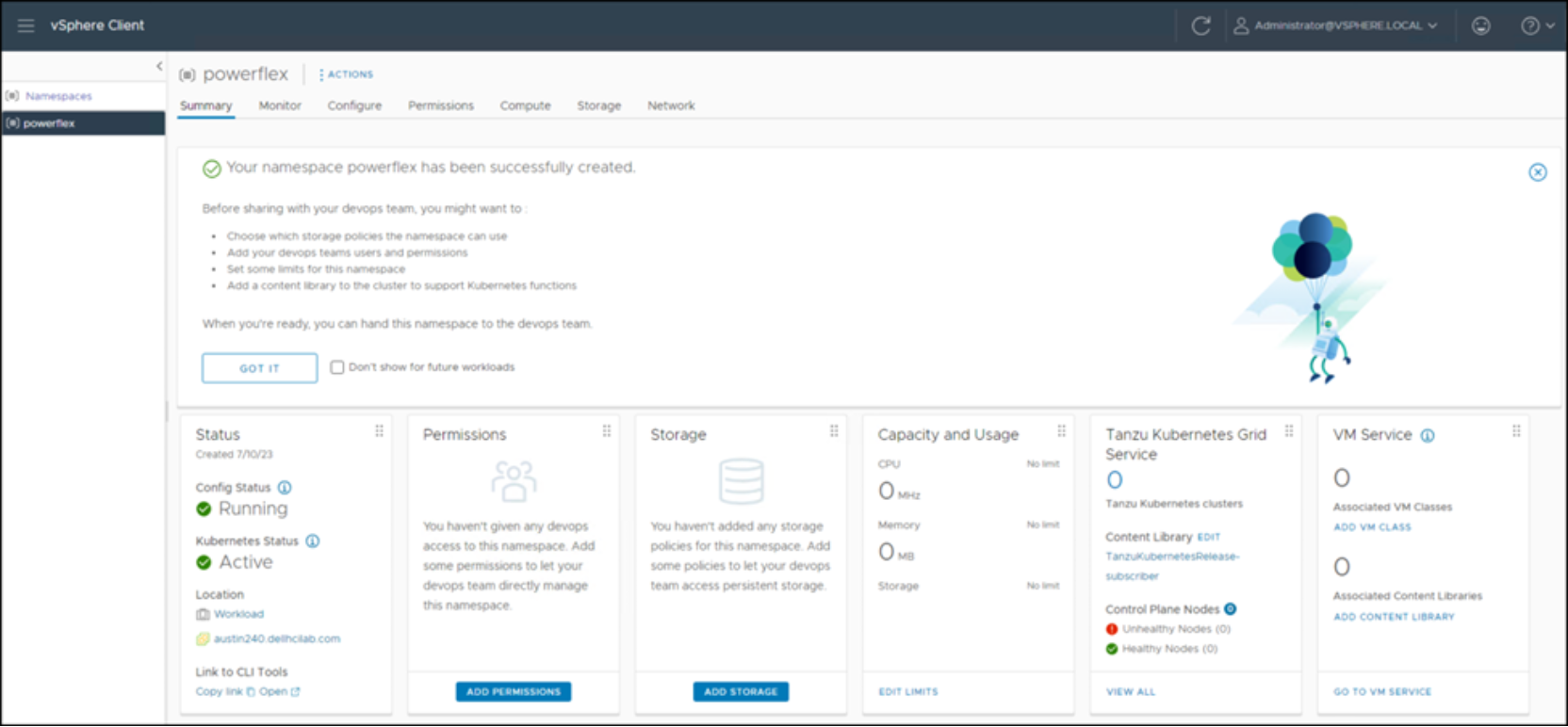 PowerFlex namespace