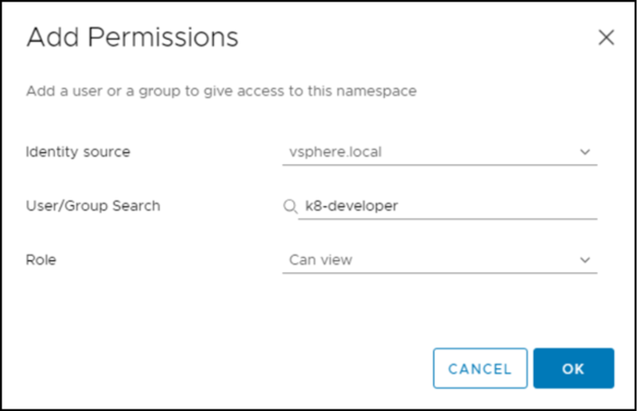 Namespace permissions