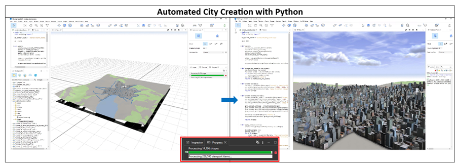 This image shows a screenshot of Automated City Creation with Python