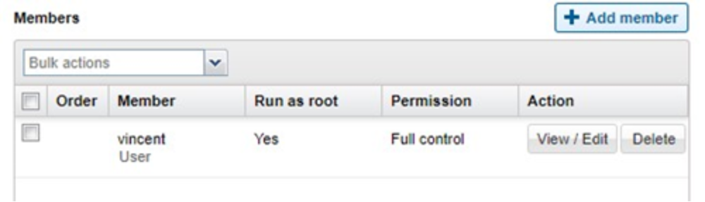 this is a screenshot of configuring the account called "Vincent" to run as root.