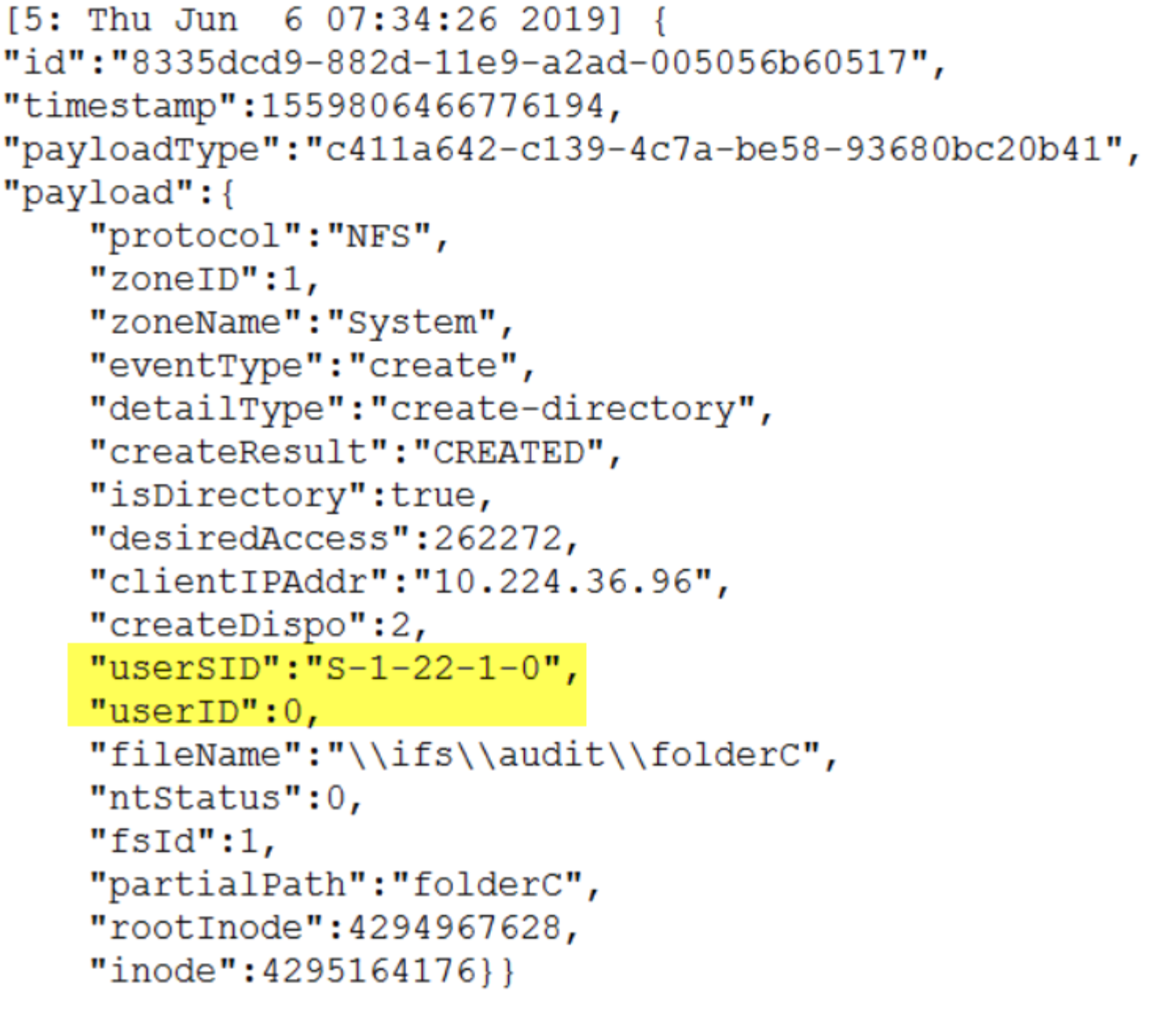 This shows the output of the "isi_audit_viewer -t protocol" command.