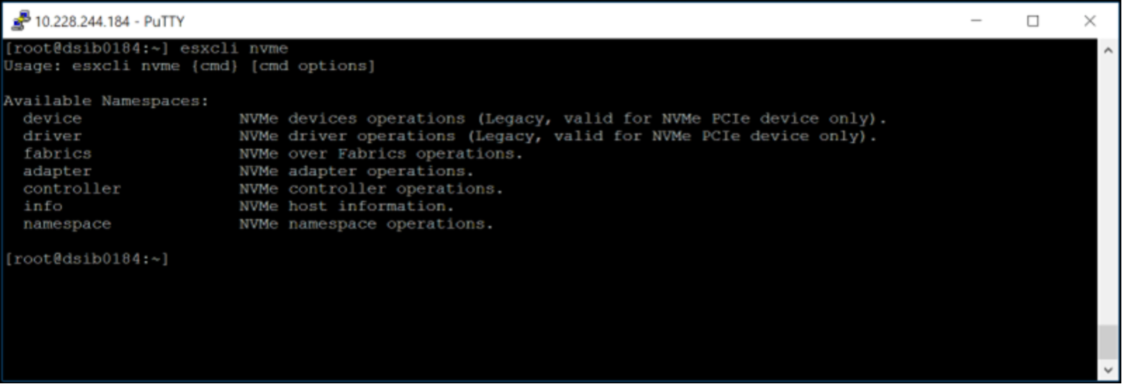 Esxcli nvme command 