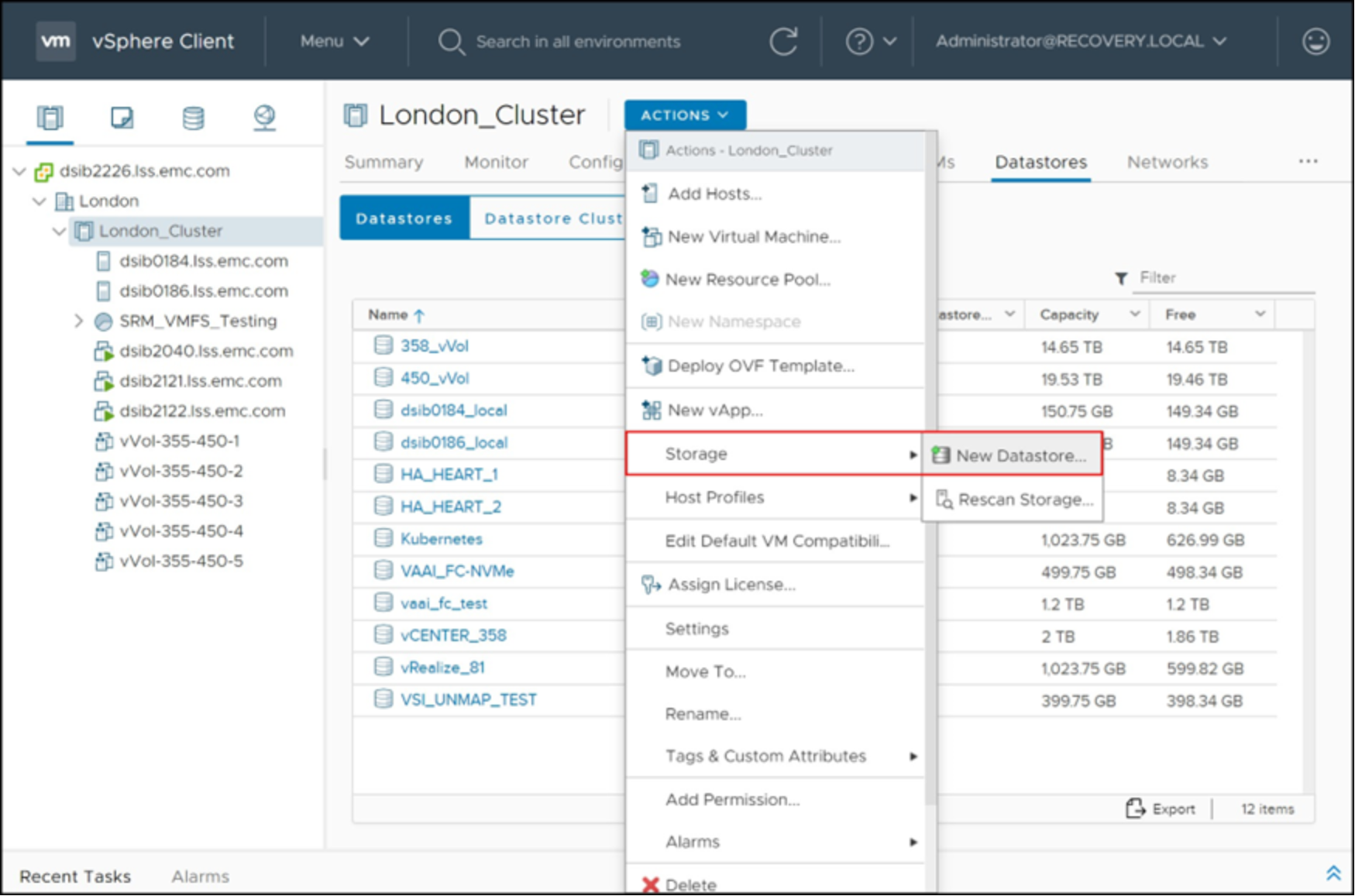 Using vicfg-rescan to rescan for changes to the SAN environment 