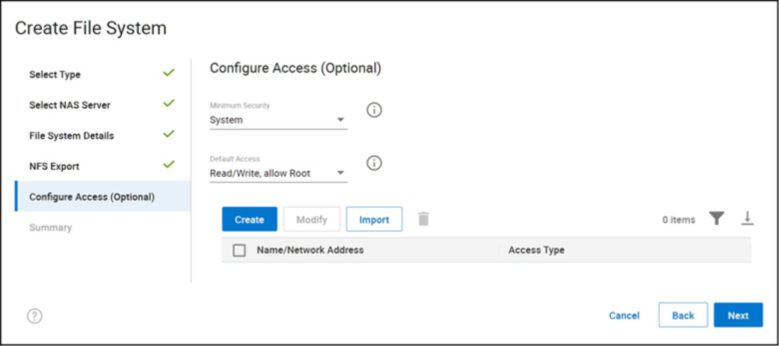 Create File System wizard for PowerMax File - step 5