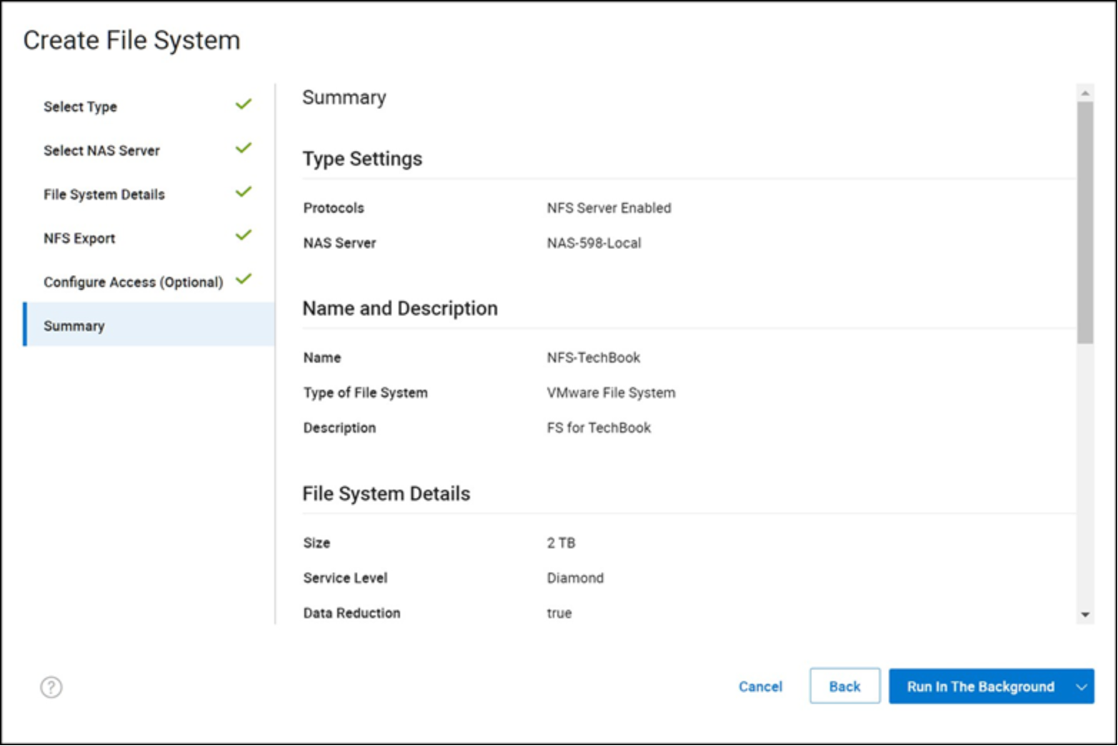 Create File System wizard for PowerMax File - step 6