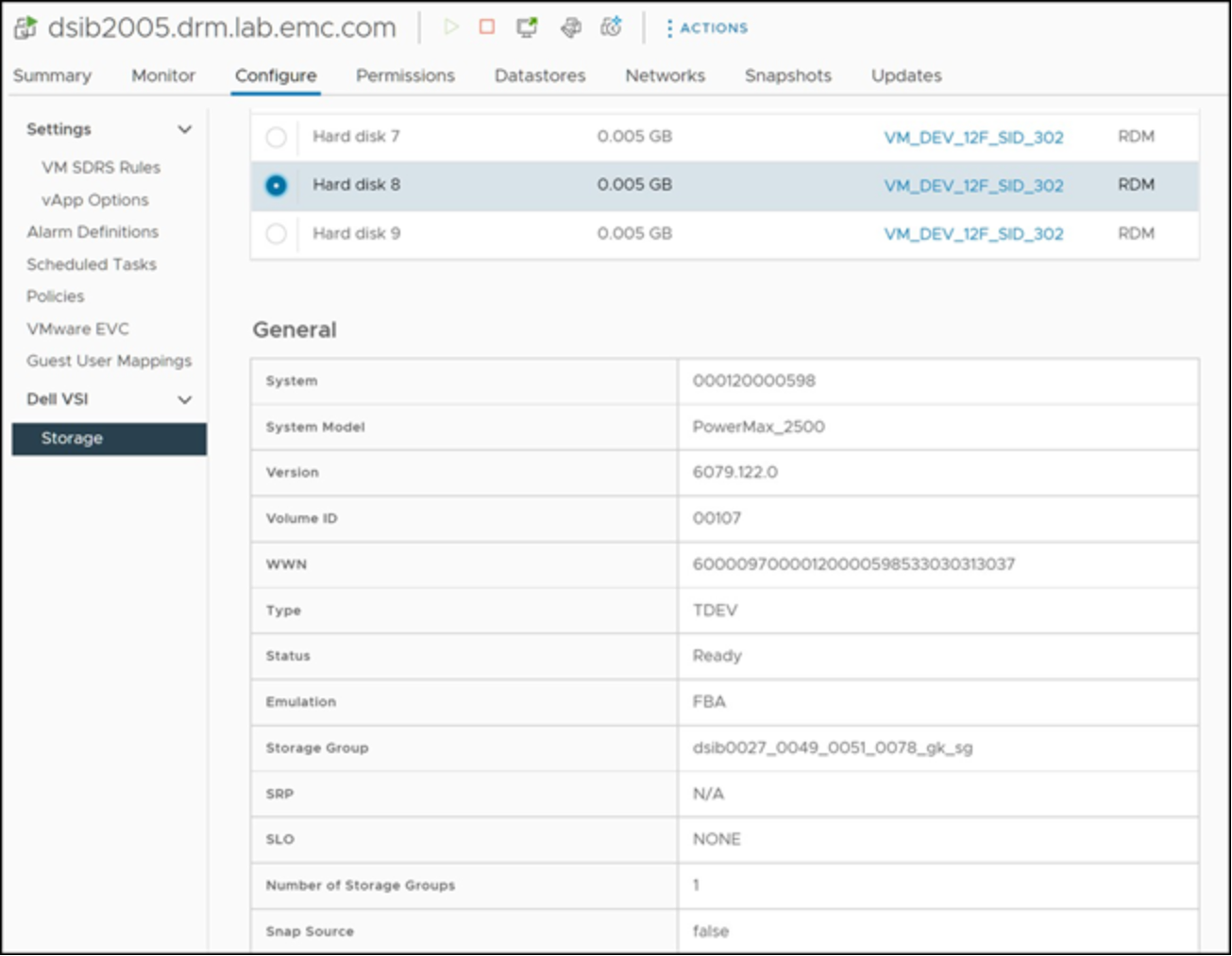 Dell VSI — VM view 