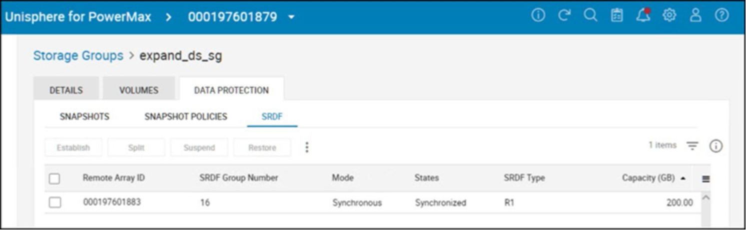 SRDF pair before expansion 