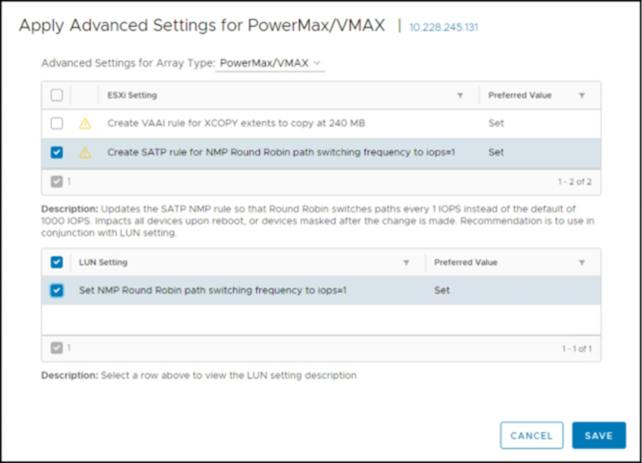 VSI NMP Host Recommended Settings - vSphere Client 