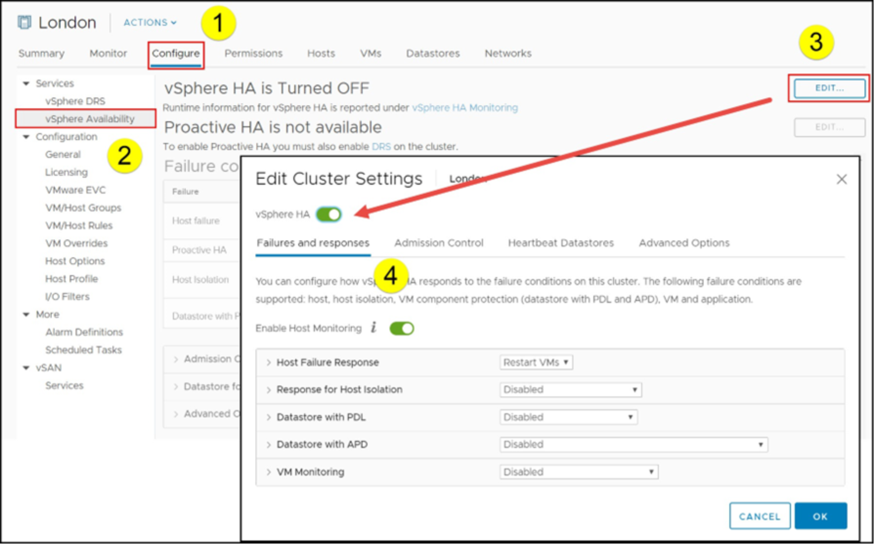 Enable VMCP in the vSphere Client 