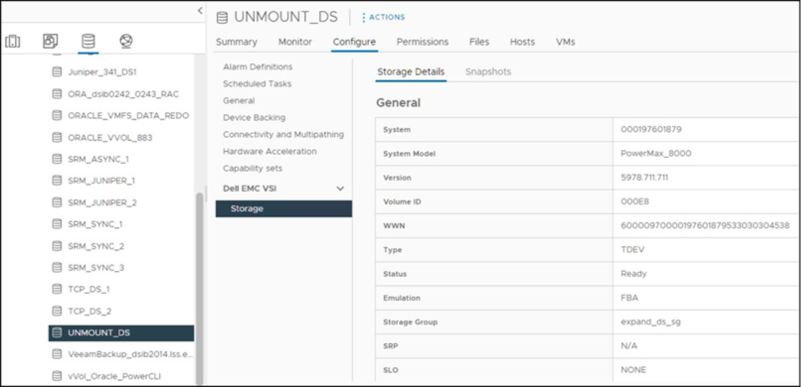 Datastore UNMOUNT_DS 