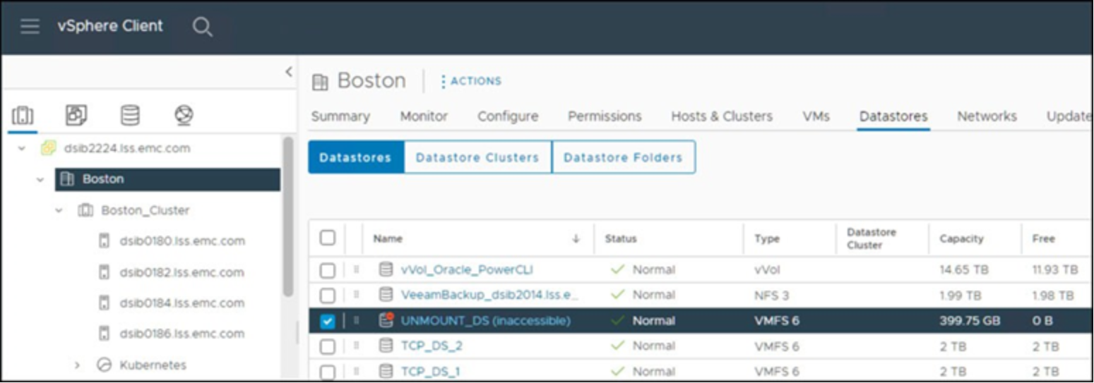 Datastore unmount completion