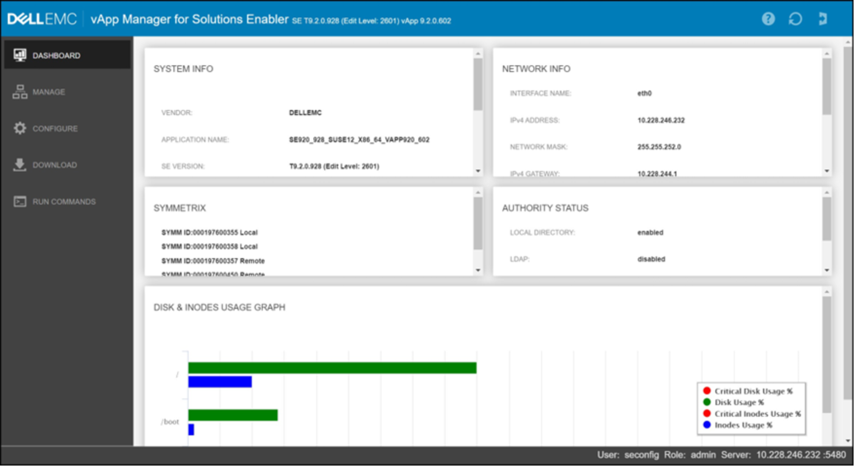 Solutions Enabler virtual appliance 9.2 management web interface 