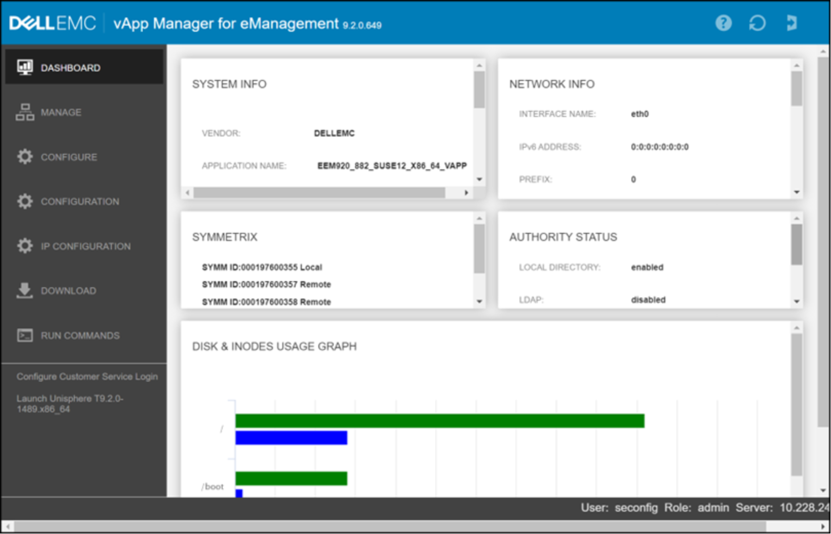 Unisphere for PowerMax 9.x virtual appliance eManagement web interface 