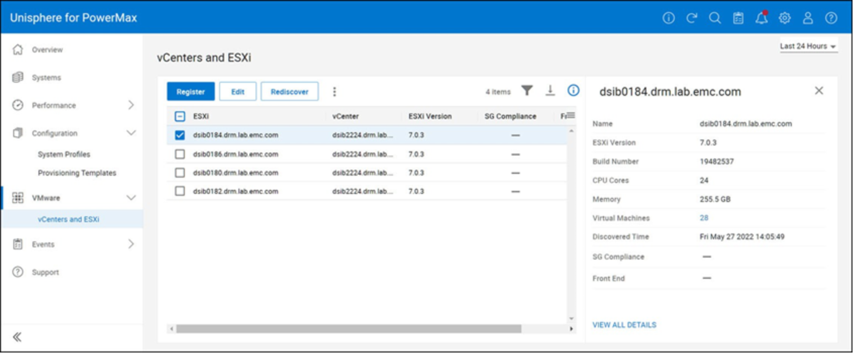 Unisphere for PowerMax registered vCenter 