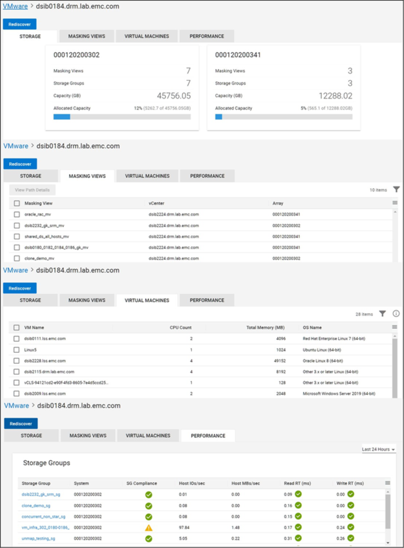 ESXi host detail in Unisphere for PowerMax 