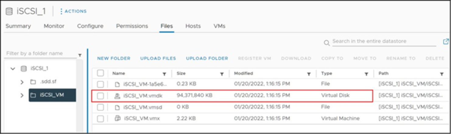 Zeroedthick virtual disk allocation size as seen in a VMFS datastore browser 