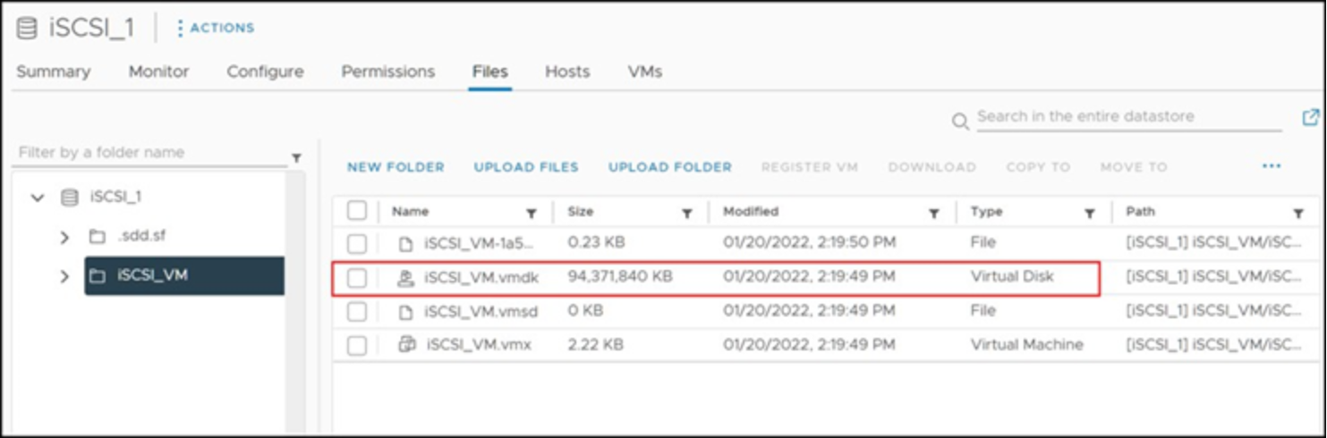 Eagerzeroedthick virtual disk allocation size as seen in a VMFS datastore browser 