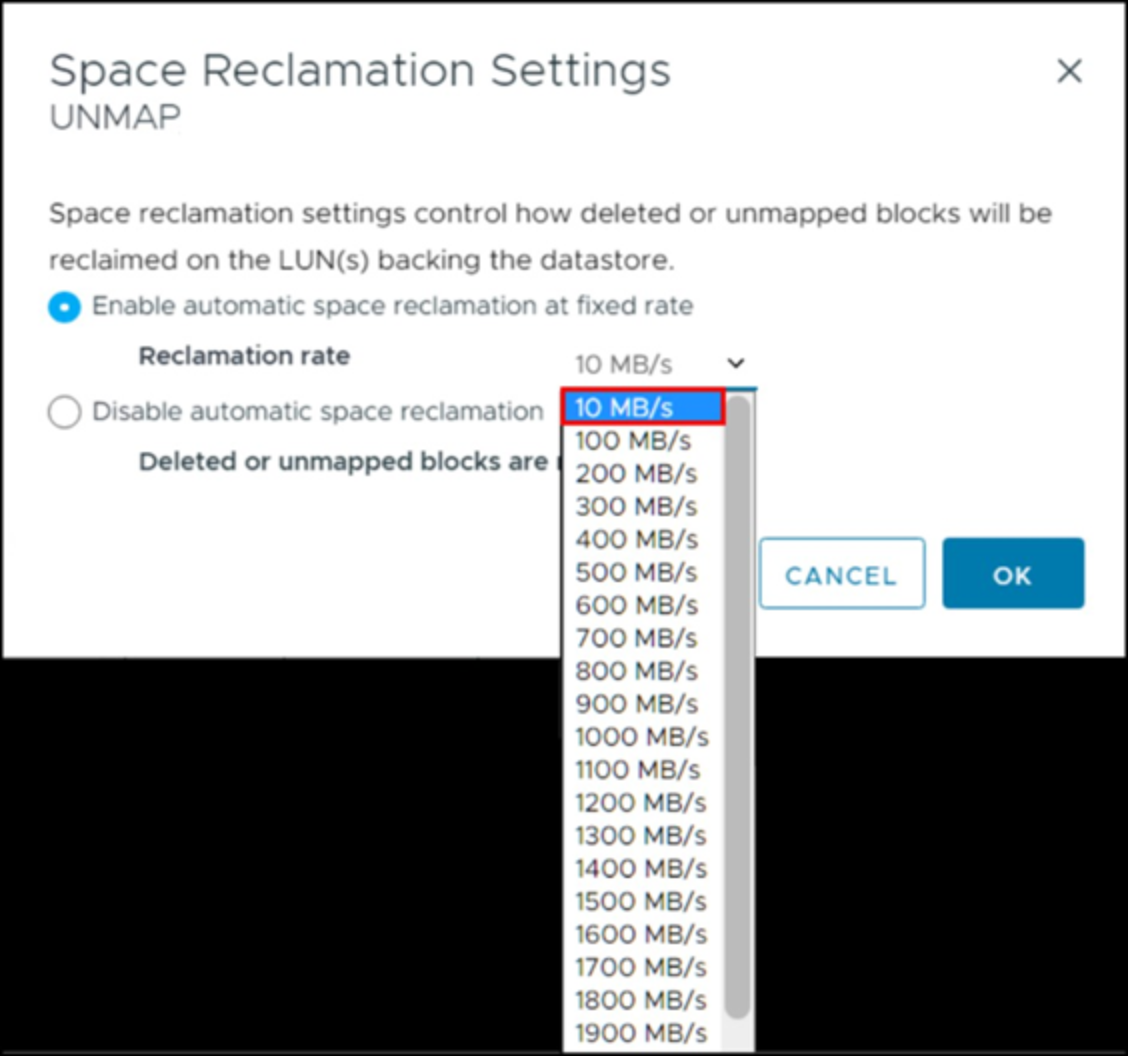 Fixed value of 10 MB/s in vSphere 8