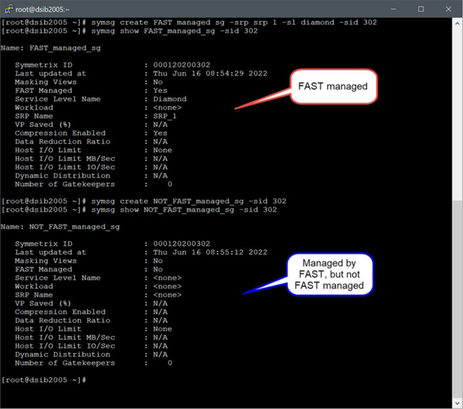 FAST-managed vs managed by FAST storage group in Solutions Enabler 