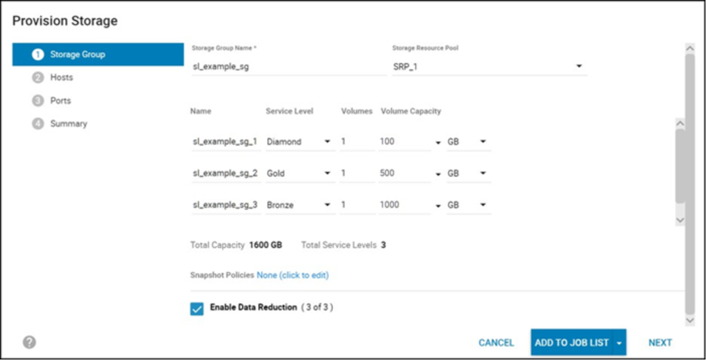 Service level storage group provisioning 