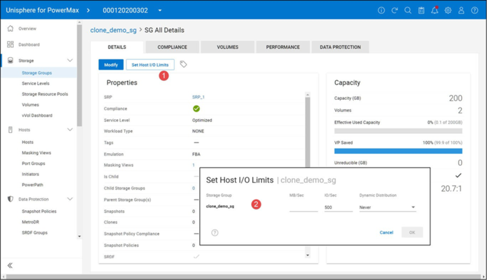 Setting the Host I/O Limit through Unisphere 