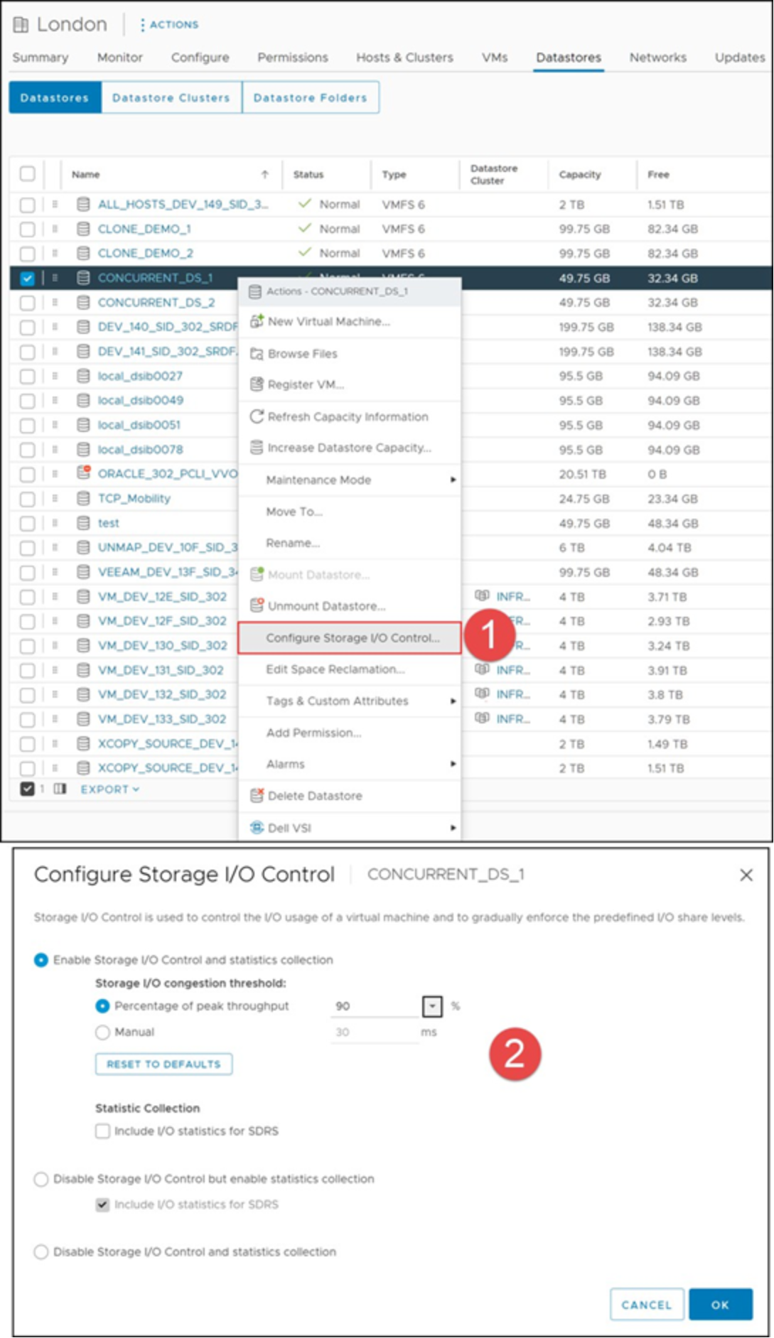 Enabling Storage I/O Control on a VMFS datastore 