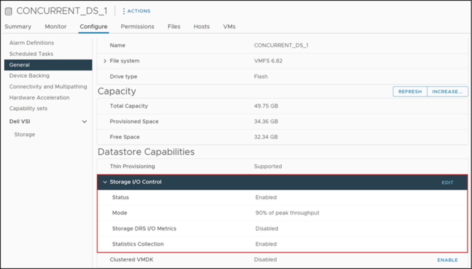 Storage I/O Control enabled on a VMFS datastore      