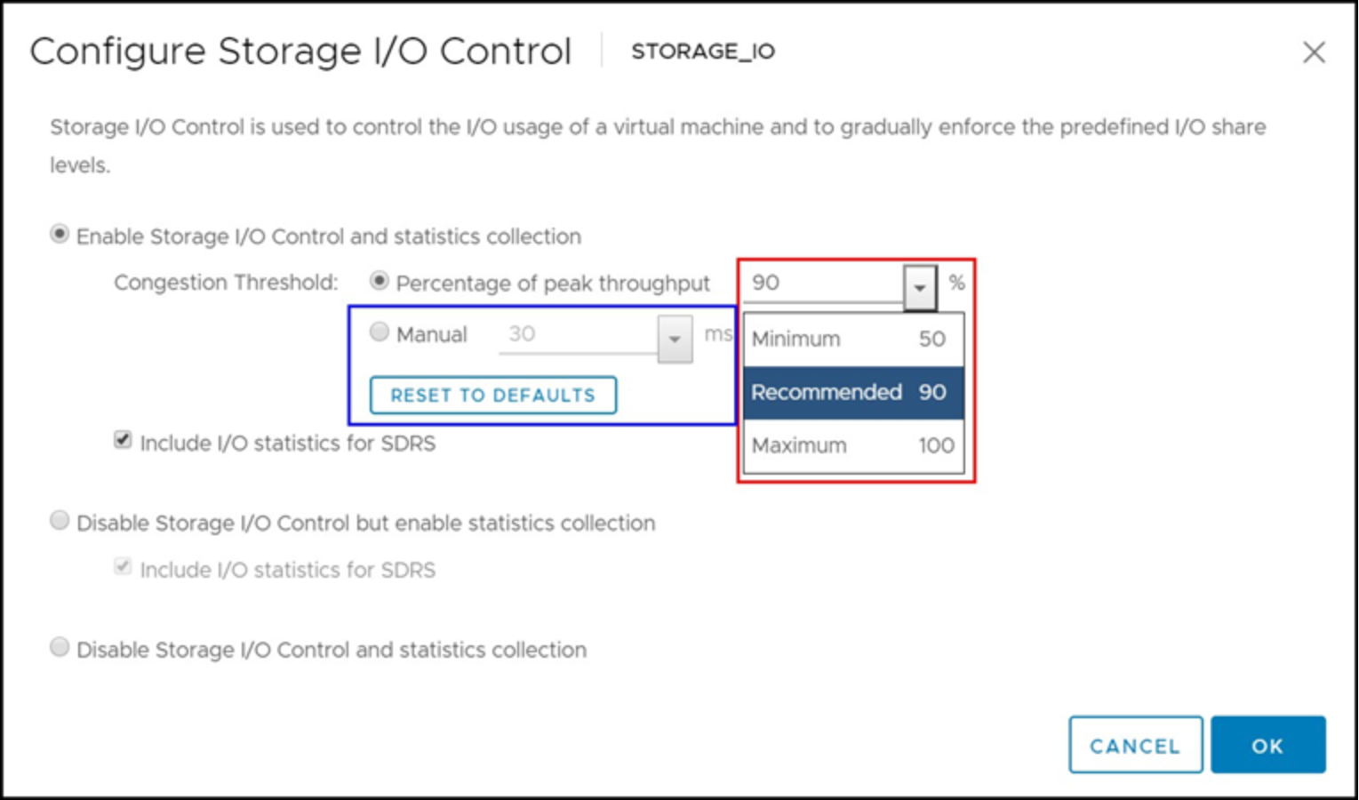 Storage I/O Control dynamic threshold setting 