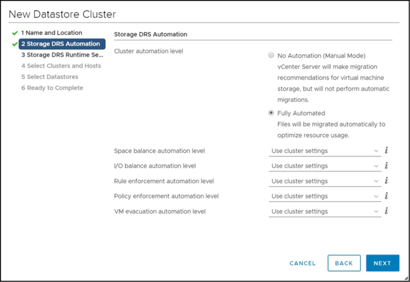 Datastore Cluster creation 