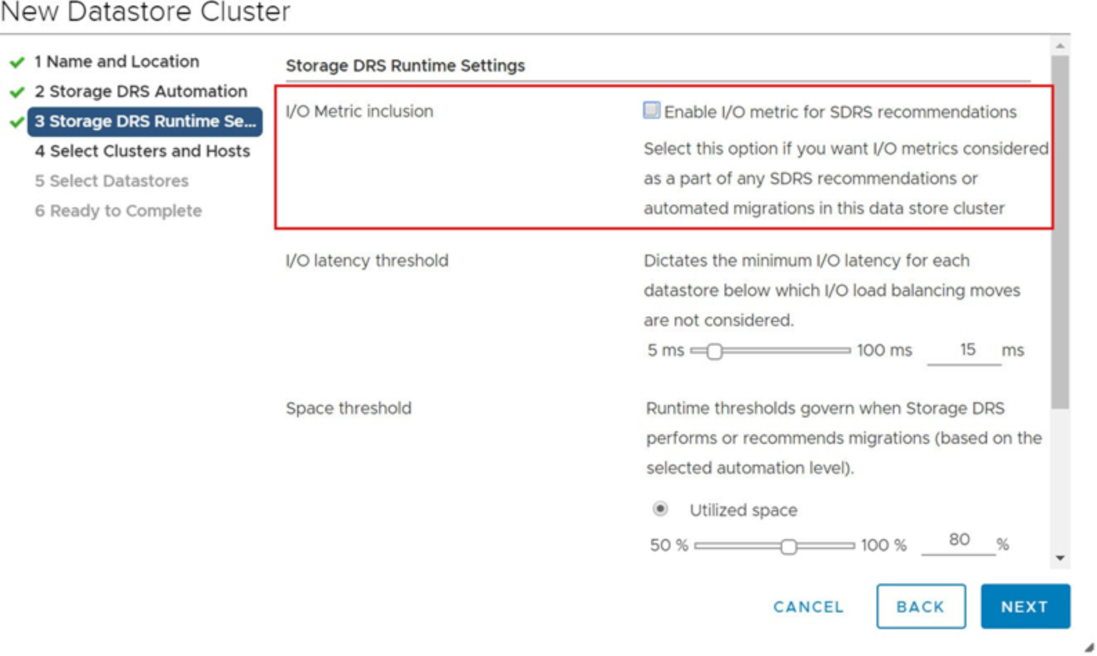 Disabling performance-based SDRS during creation 