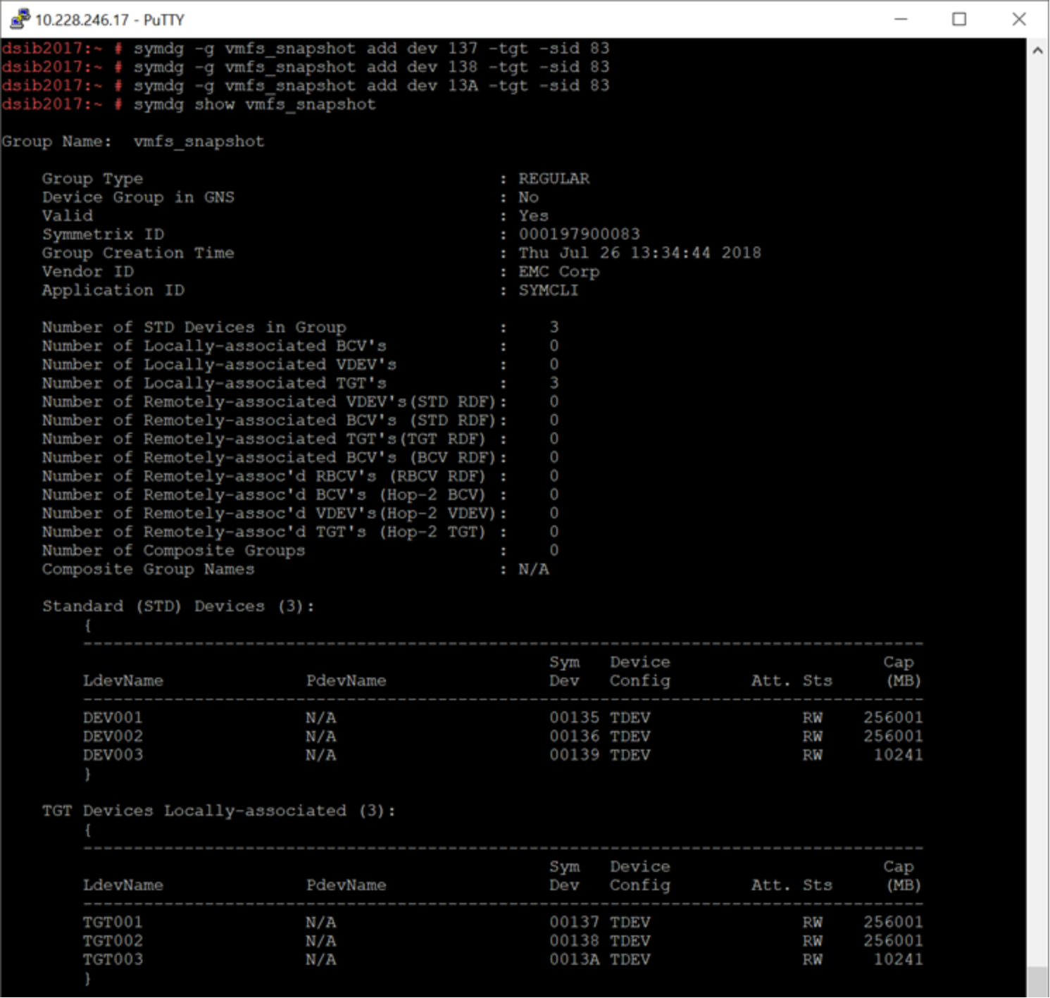 Adding symsnapvx targets to the device group in Solutions Enabler 