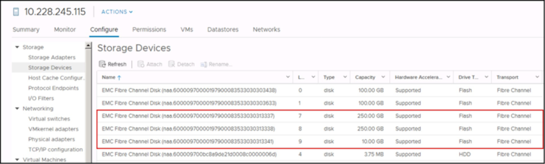 Rescan ESXi hosts for copied devices 