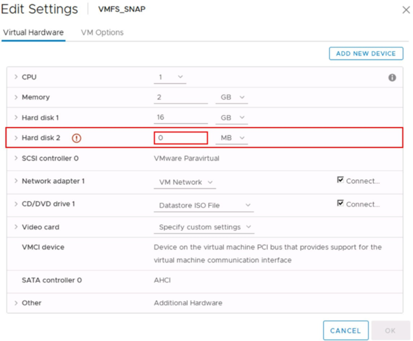 RDM is no longer valid in the backup environment 