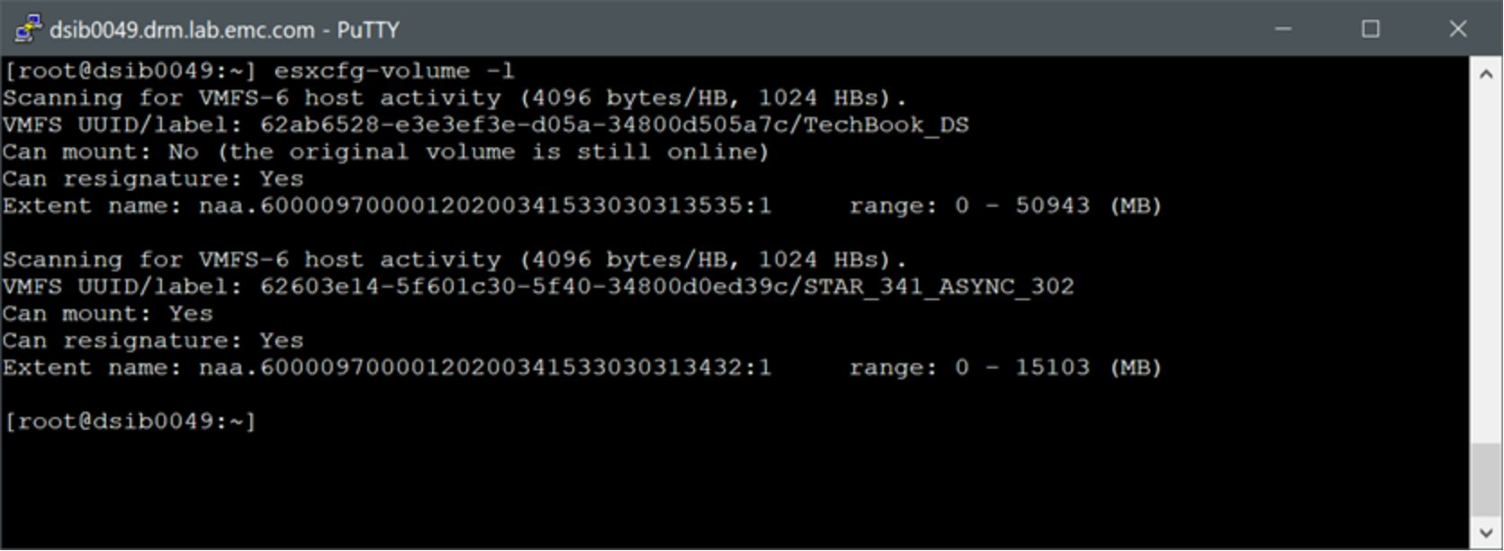 Listing available VMFS volume copies using the esxcfg-volume CLI command 