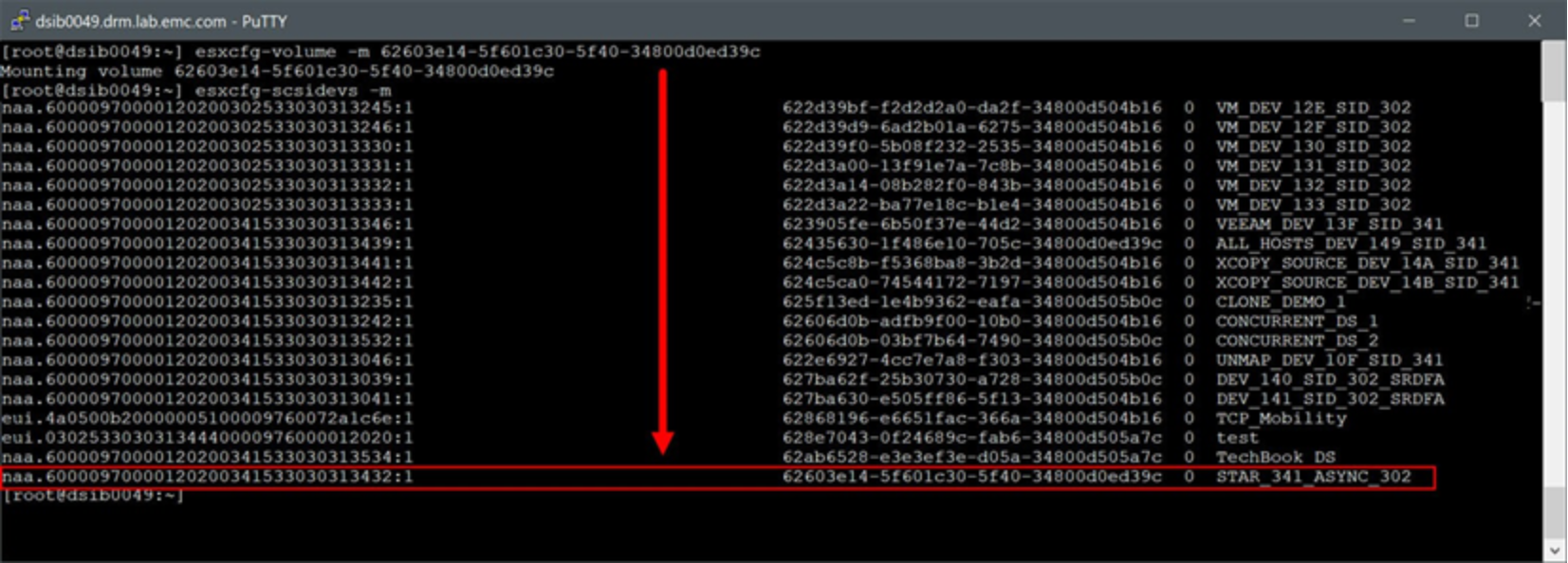 Non-persistently force-mounting a VMFS volume copy using the esxcfg-volume CLI command 