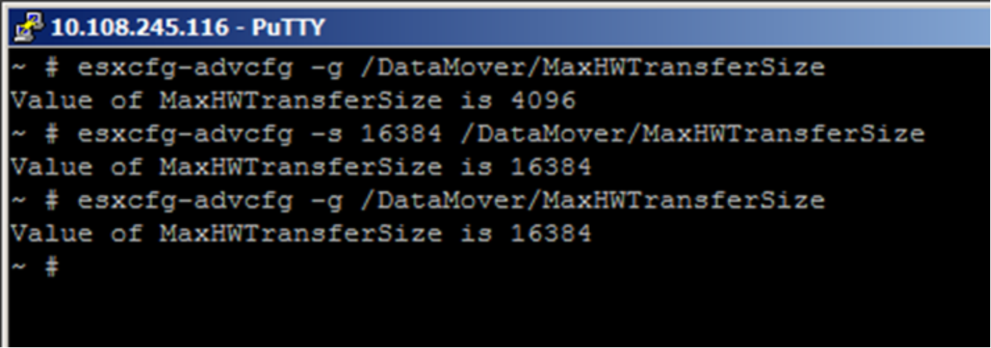 Changing the default copy size for Full Copy on the ESXi host 