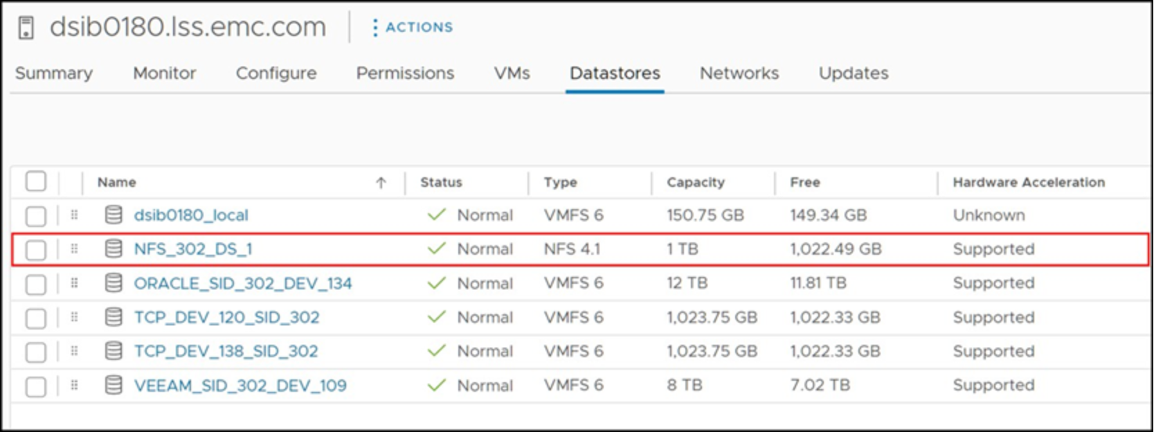 NFS datastore with VAAI support 