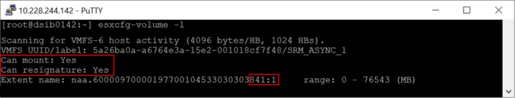 An R2 device on the remote ESXi host which can be resignatured 