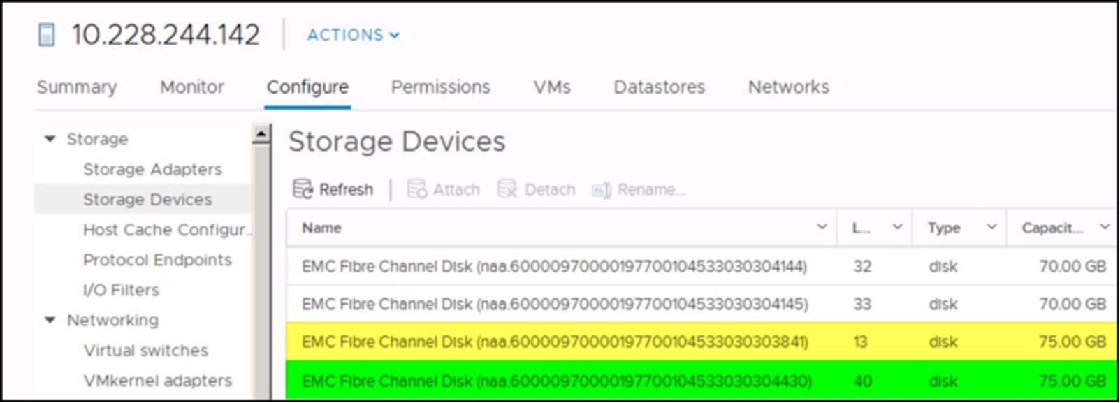 Duplicate extents in the vSphere Client 