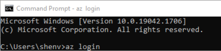 A screenshot of running "az login".