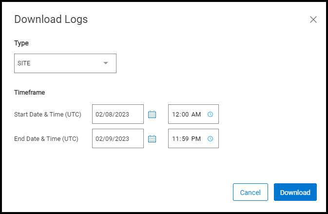 download log options