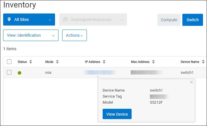 View device information for a switch