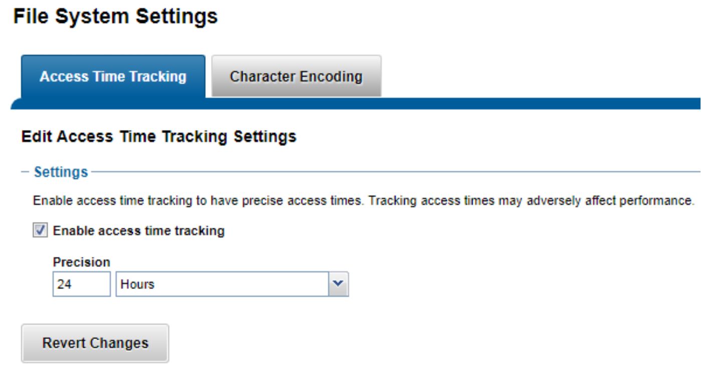 WebUI screenshot showing access time tracking configuration.