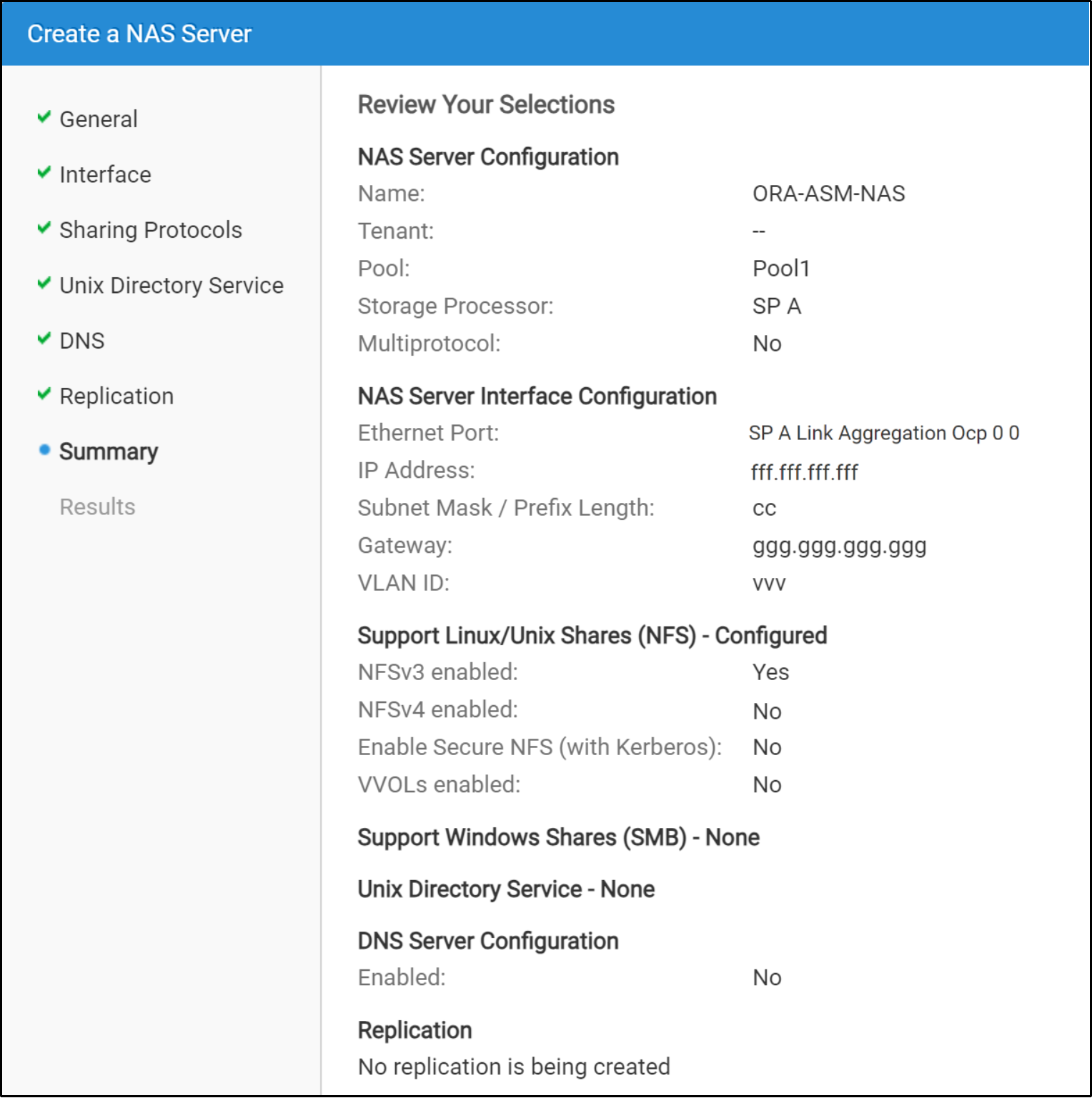 This diagram shows a summary of the user's request to create the NAS Network.