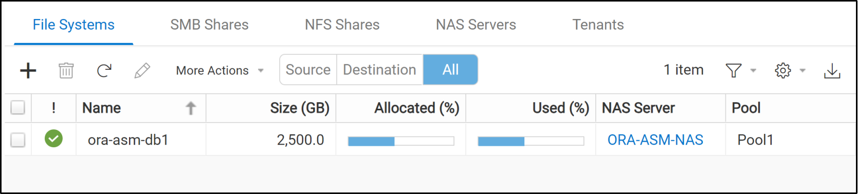 This diagram shows the Unity file system that corresponds to the Unity NFS share name which is serviced by Unity NAS server object that was configured in the Dell Unity which was mentioned in Figure 26.