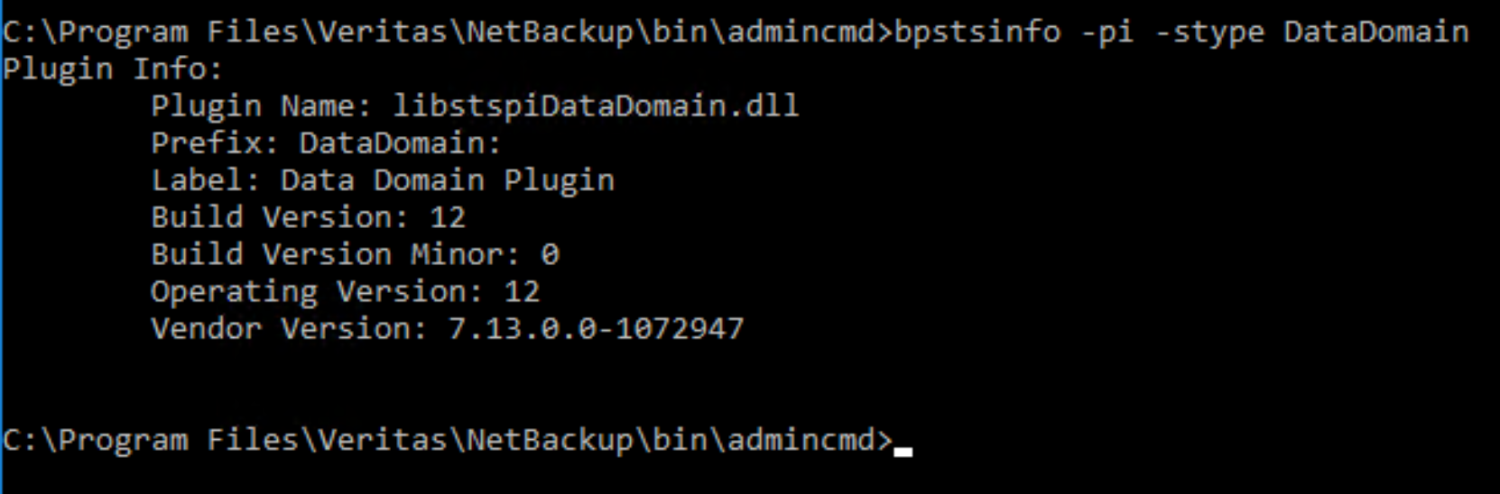 This image shows the command line to verify the plug-in installation