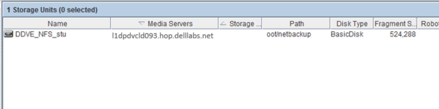 This image shows the BasicDisk storage unit has been created successfully using the NFS protocol