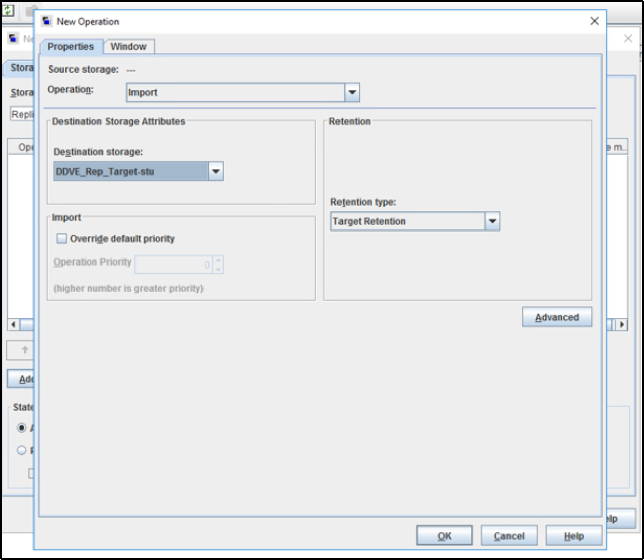 The image shows the option to create an SLP with Import operation using the NetBackup Storage Unit 
