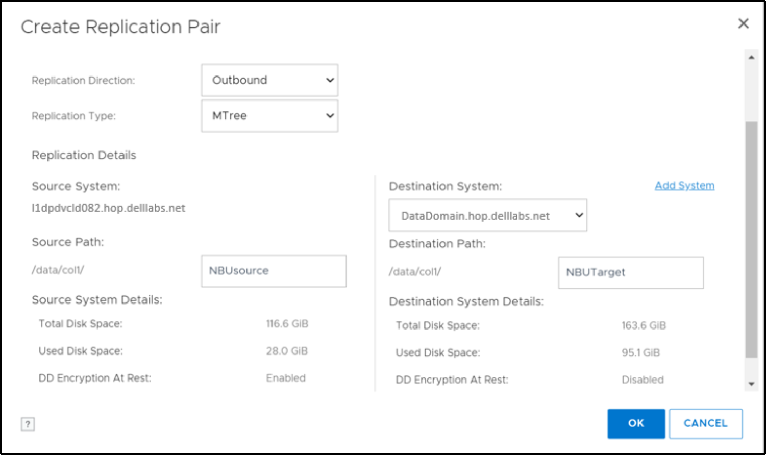 This image shows the option to configure source and destination MTree path configuration